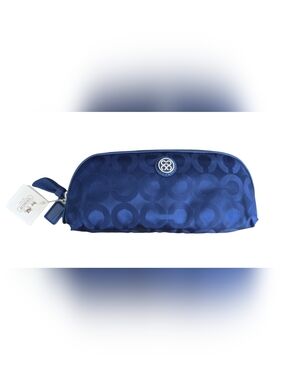 NWT Coach Y2K Navy Blue Julia Nylon Optic Signature Cosmetic Brush Case 45108P